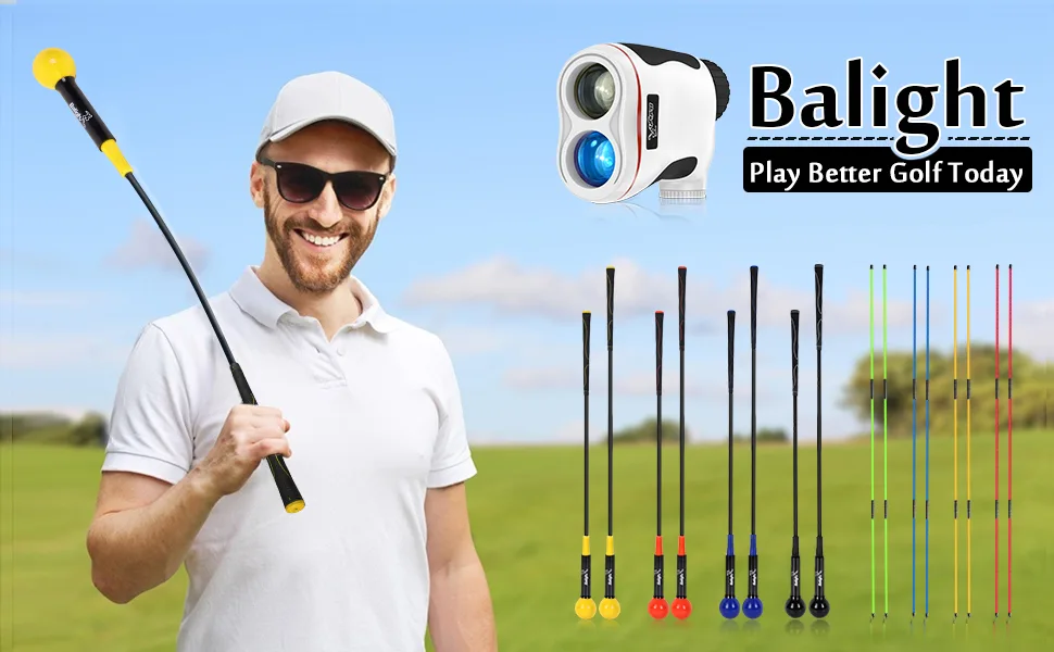 Balight Golf Swing Trainer Aid and Correction for Strength Grip Tempo & Flexibility Training Suit for Indoor Practice Chipping Hitting Golf Accessories 48" Yellow - Golf swing trainer