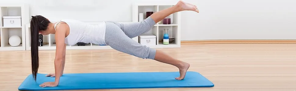 BalanceFrom All Purpose 1-Inch Extra Thick High Density Anti-Tear Exercise Yoga Mat with Carrying Strap Blue Retail Packaging - product information 1