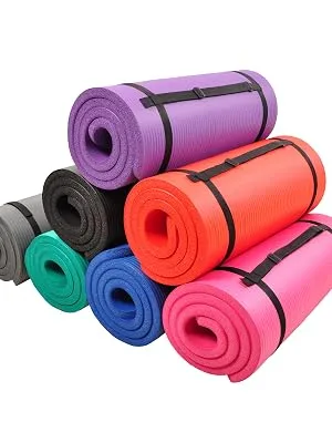 BalanceFrom All Purpose 1-Inch Extra Thick High Density Anti-Tear Exercise Yoga Mat with Carrying Strap Blue Retail Packaging - product information 2