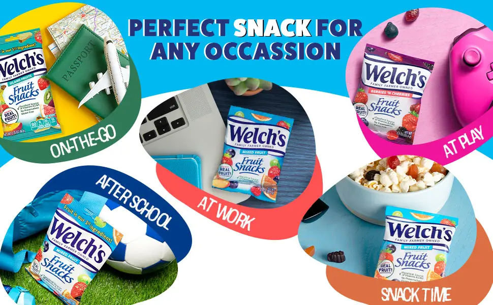 Welch's Fruit Snacks Mixed Fruit & Berries 'N Cherries Bulk Pack Gluten Free Individual Single Serve Bags 22g (Pack of 72) - Perfect Snack for any Occassion