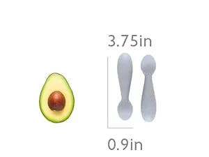 ezpz Tiny Spoon (2 Pack in Blue) - 100% Silicone Spoons for Baby Led Weaning + Purees - Designed by a Pediatric Feeding Specialist - 4 Months+ - ezpz infant tiny spoons