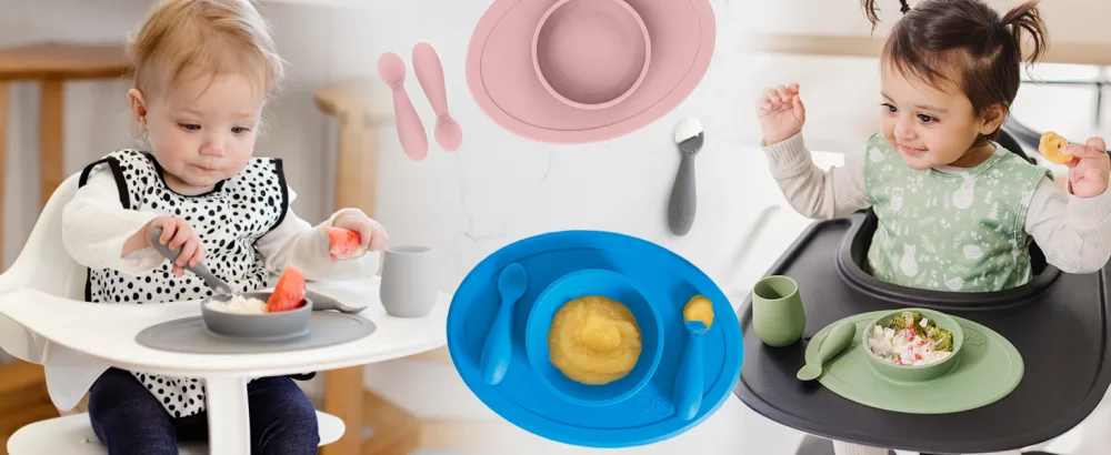 ezpz Tiny Spoon (2 Pack in Blue) - 100% Silicone Spoons for Baby Led Weaning + Purees - Designed by a Pediatric Feeding Specialist - 4 Months+ - the ezpz tiny spoon for infants and babies