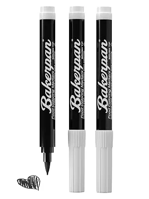 Bakerpan Food Coloring Markers, Brush Tip for Writing on Cake Pops and Candy Melts, Black, Set of 3 - product information 2