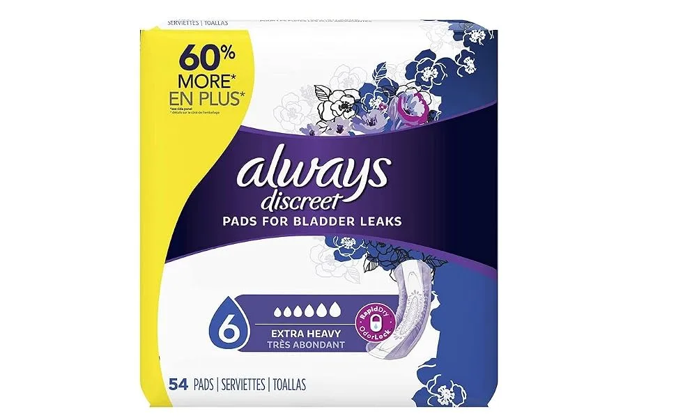 Always Discreet Incontinence & Postpartum Pads For Women Size 6 Drops Extra Heavy Long Absorbency 54 Count 54 Count (Pack of 1) - product information 1