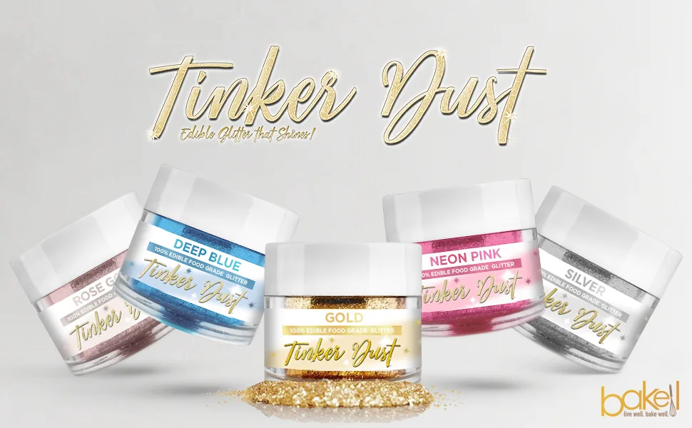 Bakell Deep Pink Tinker Dust, 5 Gram | Kosher Certified | 100% Edible Glitter | Cakes, Cupcakes, Cake Pops, Drinks, Glitter & Dusts (Deep Pink) - Tinker Dust Edible Glitter