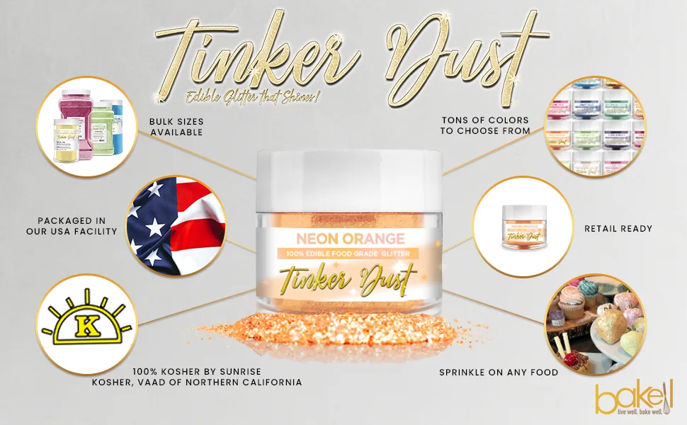 Bakell Deep Pink Tinker Dust, 5 Gram | Kosher Certified | 100% Edible Glitter | Cakes, Cupcakes, Cake Pops, Drinks, Glitter & Dusts (Deep Pink) - Tinker Dust Edible Glitter