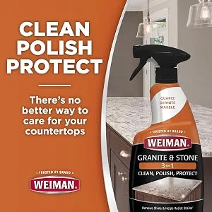 Weiman Granite Cleaner Polish and Protect 3 in 1-2 Pack - Streak-Free pH Neutral Formula for Daily Use on Interior & Exterior Natural Stone - product information 16