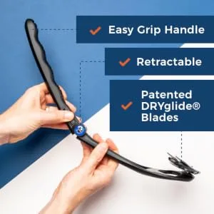 baKblade 2.0 PLUS - Back Shaver for Men (DIY), Ergonomic Handle, Shave Wet or Dry (Extra Blades Included) - One-of-a-kind Ergonomic Handle.