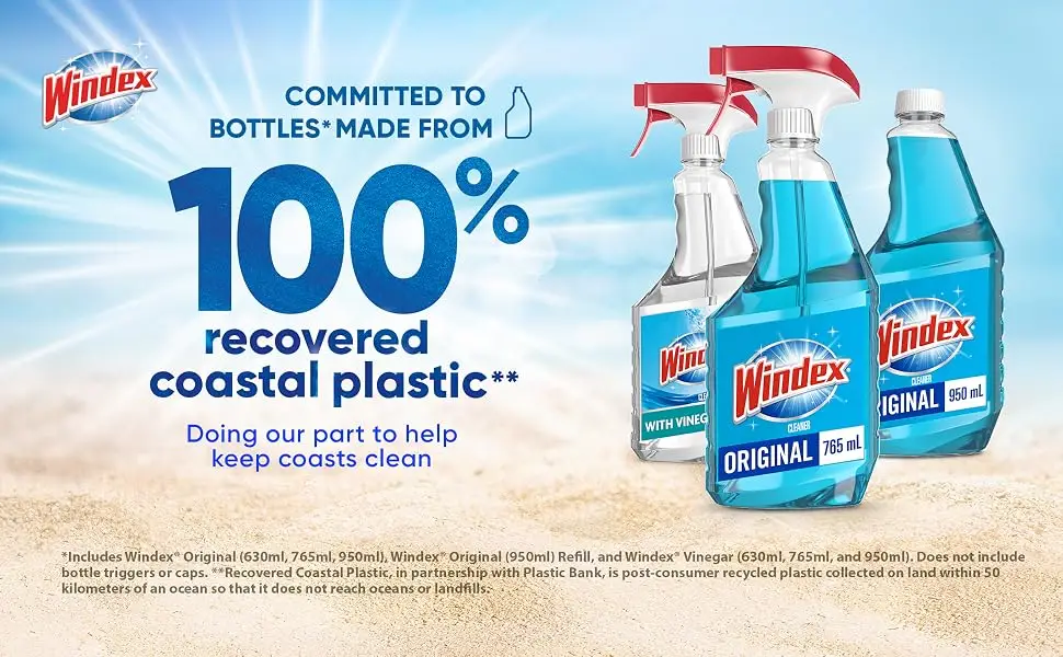 Windex Original Blue Glass and Window Cleaner Bottles Made from 100% Recycled Plastic 765mL 765 ml (Pack of 1) - windex