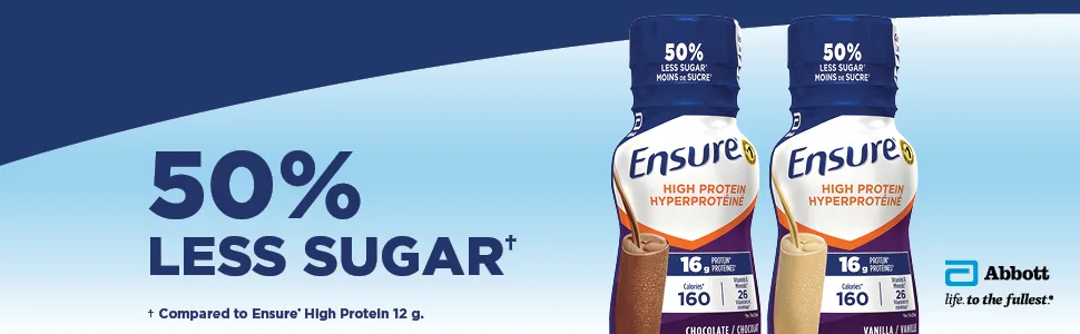 Ensure High Protein 16 g Nutritional Supplement Protein Shakes Ready To Drink Vanilla 6 x 235-mL Bottles - Ensure High Protein 16 g supplement drinks with 50% less sugar than Ensure High Protein 12 g