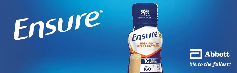 Ensure High Protein 16 g Nutritional Supplement Protein Shakes Ready To Drink Vanilla 6 x 235-mL Bottles - Vanilla Ensure High Protein 16 g on blue background