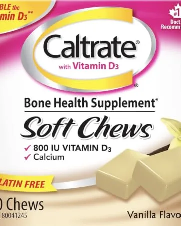Caltrate Plus Vitamin D3 and Calcium Supplement 600 mg Tablet 60 Count 60 count (Pack of 1) - soft chews
