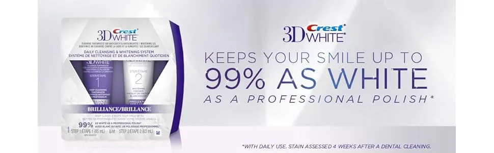 Crest 3D White Brilliance Toothpaste and Whitening Gel 2 Step System - 85 ml and 63 ml Tubes packaging may vary - product information 1