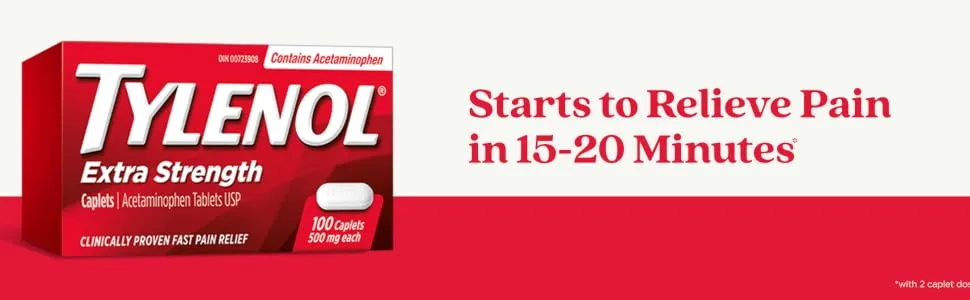 Tylenol Extra Strength 500 mg eZ Tab Pack of 2 (300tab Total) - Tylenol Extra Strength