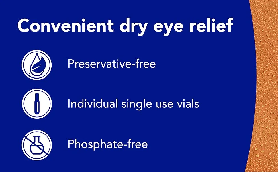 hydraSense Advanced Eye Drops Single Use Vials Fast and Long-Lasting Relief Preservative Free With Provitamin B5 20 Count - dry eye relief, preservative-free, single vials, individual use, phosphate-free, eyedrops, dry eye