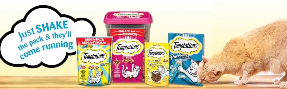 TEMPTATIONS Mix-Ups Cat Treats Chicken Cheddar and Catnip Flavour 350g (Pack of 1) - Just SHAKE the pack & they