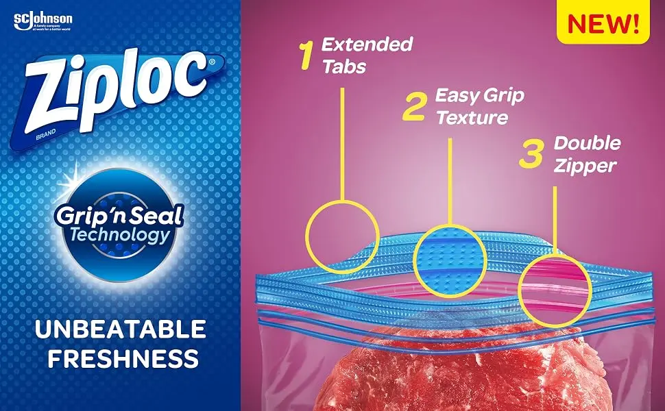 Ziploc Medium Food Storage Freezer Bags Grip 'n Seal Technology for Easier Grip Open and Close 75 Count - Ziploc Freezer