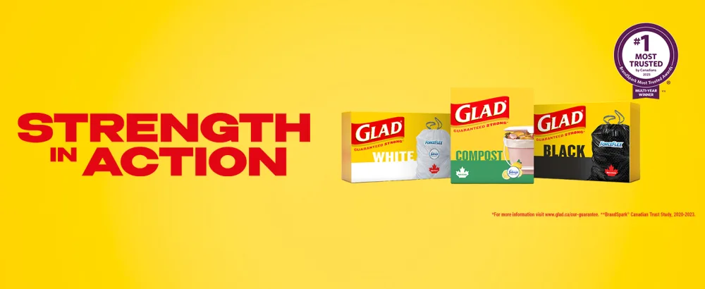 Glad 100% Compostable Bags - Small 10 Litres - Lemon scent 100 Compost Bags 100 count (Pack of 1) - Glad Strenght In Action