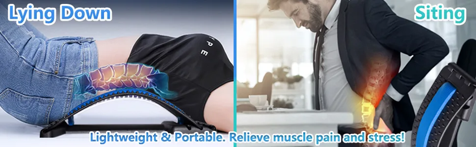 Back Stretcher, Lumbar Back Pain Relief Device, Spine Board, Back Cracker, Multi-Level Back Massager Lumbar, Pain Relief for Herniated Disc, Sciatica, Scoliosis, Lower and Upper Back Stretcher Support Black, Blue - product information 7