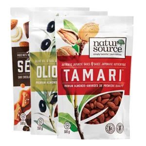 naturSource Artisanal Tamari Almonds Non-GMO Made in Canada Value Size Re-Sealable Pack (500 Gram) 1 Pack - Natur Source Almonds