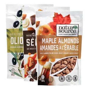 naturSource Artisanal Maple Praline Almonds Non-GMO Made in Canada Value Size Re-Sealable Pack (600 Gram) - Natur Source Almonds