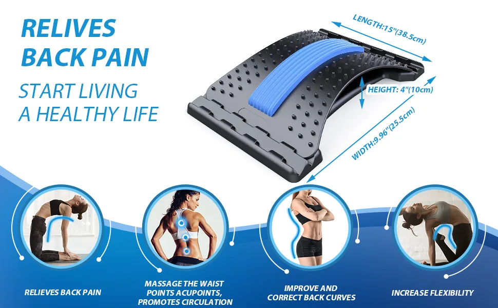 Back Stretcher for Lower Back Pain Relief, 3 Level Adjustable Lumbar Back Cracker Board, Back Cracking Device, Back Massager for Scoliosis, Spine Decompression, Upper & Lower Back Support Spine Board - product information 2