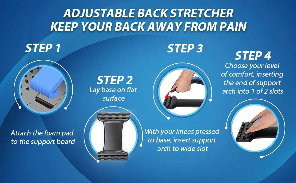 Back Stretcher for Lower Back Pain Relief, 3 Level Adjustable Lumbar Back Cracker Board, Back Cracking Device, Back Massager for Scoliosis, Spine Decompression, Upper & Lower Back Support Spine Board - product information 4