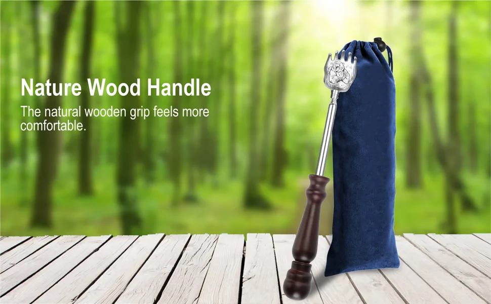 Back Scratcher Extendable, Telescoping Backscratchers for Adults Wooden Handle, Portable Backscratchers for Men Women with Carrying Bag 1 - back scratcher