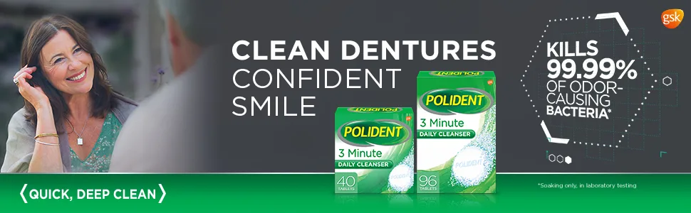 Polident 3 Minute Daily Denture Cleaner Triple Mint Fresh 96 Tabs (Packaging May Vary) 96's BEAUTY - Header