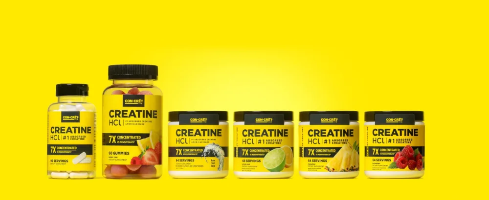 CON-CRET Creatine HCl Capsules | Muscle Cognitive Cellular Energy Support | No Bloating or Cramps | Strength & Endurance | Creatine Pills (72 Count) - Creatine