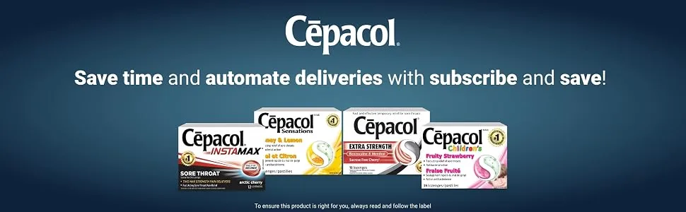 Cepacol Sensations Honey and Lemon Sore Throat lozenges 36 count - Cepacol Subscribe and Save Banner