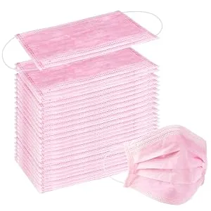 3-Ply Disposable Face Masks Pack of 50 - Pink Mask