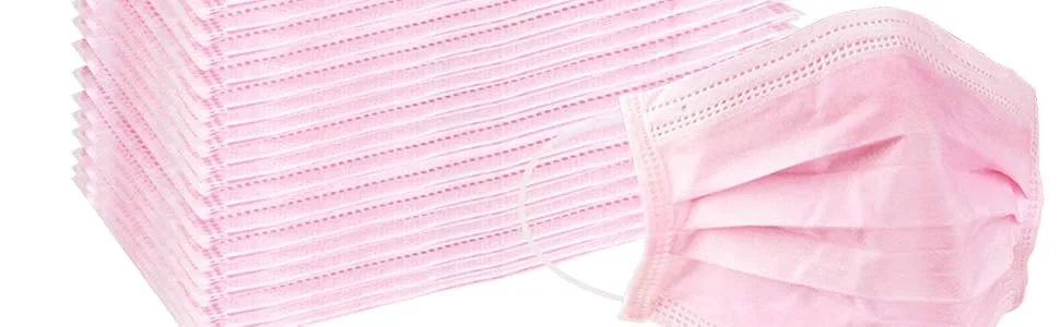 3-Ply Disposable Face Masks Pack of 50 - Pink Mask