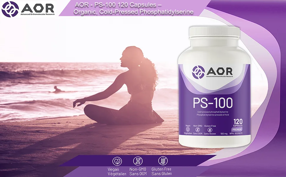 AOR - PS-100 100mg 120 Capsules - Phosphatidylserine Supplement for Memory Health Concentration Supplements & Cognitive Supplement - Brain Support Supplements for Memory and Focus 120 count (Pack of 1) - PS-100