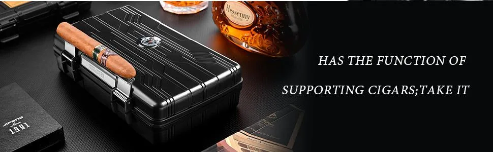 CIGARLOONG Travel Humidor 10 Capacity Double Layer Cigar Case with Front Hygrometer and Humidifier(Grey) - humidor