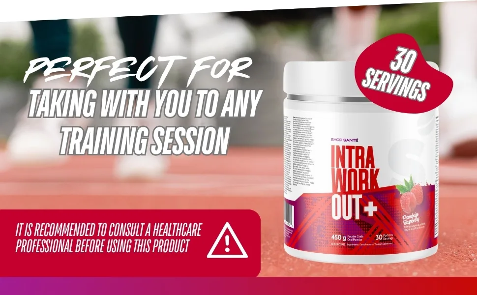 Shop Sante Intra Workout Plus - EAA + BCAA Powder - 30 Servings Essential Amino Acids Drink Supplements for Hydration Endurance & Muscle Recovery - 8g EAAs Electrolytes - Raspberry - Intra Work Out