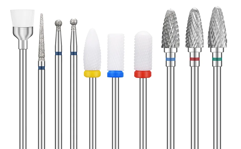 10Pcs Nail Drill Bits for Acrylic Nails Professional Tungsten Carbide and Ceramic 3/32 Nail Drill Bit Set for Remove Cuticles of Engraved Gel Nails or Acrylic Nails - product information 1
