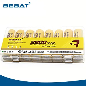 BEBAT Rechargeable Batteries AA (2023 New Version) AA Batteries 2900mAh High Capacity Low Self Discharge Ni-MH 1.2V Double A Rechargeable Batteries (8 Pack) - AA battery