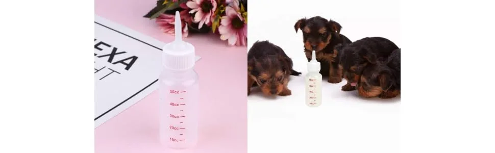Baby Pet Feeding Bottle 50 Ml Squeeze Liquid Bottle for Kitten Puppy Small Animals Feeding Tool Pointed Milk Feeder with Scale 6 Pcs - product information 2