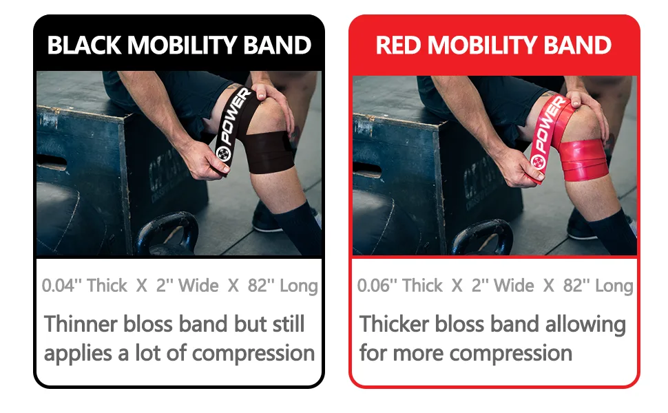POWER GUIDANCE Floss Bands(2 Pack) - Compression Bands - Mobility & Recovery Bands - for Improving Movement Warming Muscles Increasing Circulation & Reducing Soreness #1 Black and Red Combo - product information 6