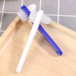 SUPVOX 4pcs Denture Brushes Dual Heads False Teeth Brushes T-shape Toothbrush Denture Cleaning Tool (2 White + 2 Blue) - product information 3