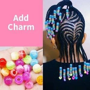 74 Pcs Round Hair Beads DIY Braid Hair Beads Braids for Girls(Pink) - ADD CHARM