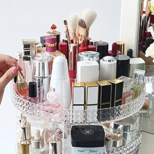 Awenia Makeup Organizer 360-Degree Rotating, Adjustable Makeup Storage, 7 Layers Large Capacity Cosmetic Storage Unit, Fits Different Types of Cosmetics and Accessories, Plus Size (Acrylic Clear) - cosmetic storage