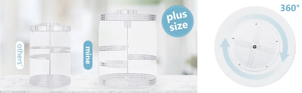 Awenia Makeup Organizer 360-Degree Rotating, Adjustable Makeup Storage, 7 Layers Large Capacity Cosmetic Storage Unit, Fits Different Types of Cosmetics and Accessories, Plus Size (Acrylic Clear) - Makeup organizer