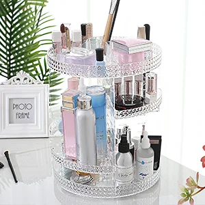 Awenia Makeup Organizer 360-Degree Rotating, Adjustable Makeup Storage, 7 Layers Large Capacity Cosmetic Storage Unit, Fits Different Types of Cosmetics and Accessories, Plus Size (Acrylic Clear) - makeup storage unit
