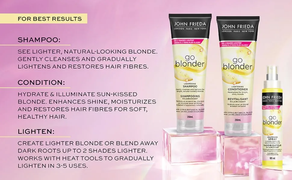 John Frieda Go Blonder Controlled Lightening Spray for Gradually Lighter Blonde Hair (105 mL)(Packaging May Vary) 105 ml (Pack of 1) Spray - product information 3