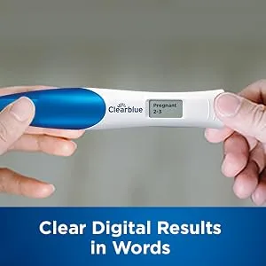 Clearblue Digital Pregnancy Test With Weeks Indicator The Only Test That Tells You How Many Weeks 2 Digital Tests (Pack of 1) 2 count (Pack of 1) - Clear Digital Results in Words
