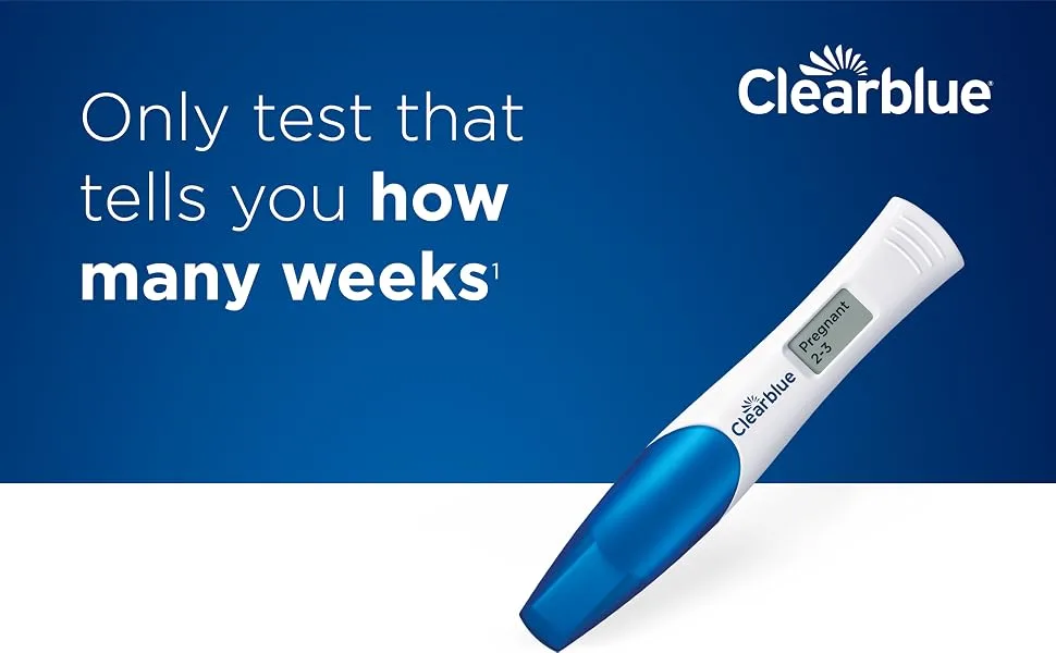 Clearblue Digital Pregnancy Test With Weeks Indicator The Only Test That Tells You How Many Weeks 2 Digital Tests (Pack of 1) 2 count (Pack of 1) - Clearblue. Only test that tells you how many weeks