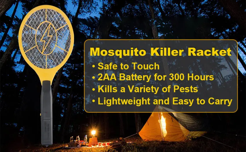 2 Pack Bug Zapper Electric Fly Swatter Zapper - Indoor Outdoor Zapping Racket for Pest Control - Safe to Touch with 3-Layer Safety Mesh Yellow - product information 1