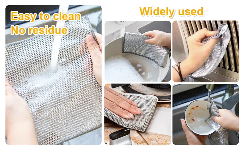 8 Pcs Multipurpose Wire Dishwashing Rags for Wet and Dry Multifunctional Non-Scratch Wire Dishcloth Suitable for Scrubbing and Cleaning Dishes Pots Sinks Counters Cooktops - Multipurpose Wire Dishwashing Rags